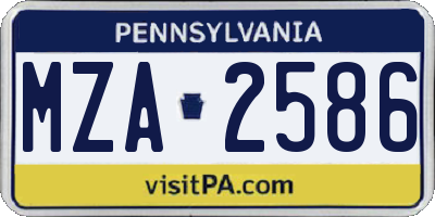 PA license plate MZA2586