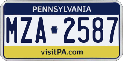 PA license plate MZA2587