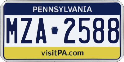 PA license plate MZA2588