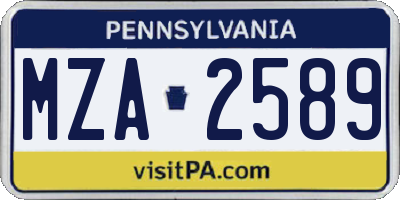 PA license plate MZA2589