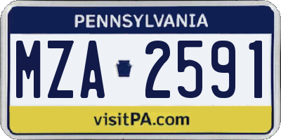 PA license plate MZA2591