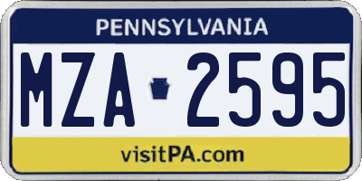 PA license plate MZA2595