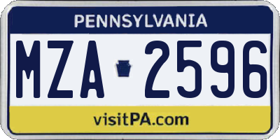 PA license plate MZA2596