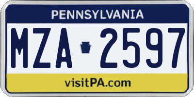 PA license plate MZA2597