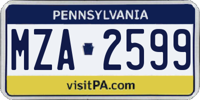 PA license plate MZA2599