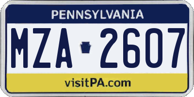 PA license plate MZA2607