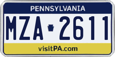 PA license plate MZA2611