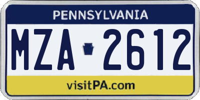 PA license plate MZA2612