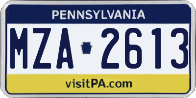 PA license plate MZA2613