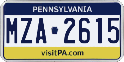 PA license plate MZA2615