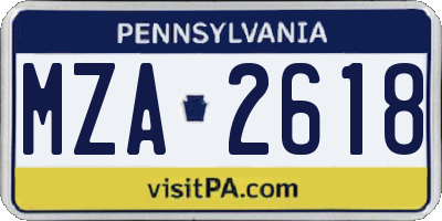 PA license plate MZA2618