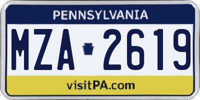 PA license plate MZA2619