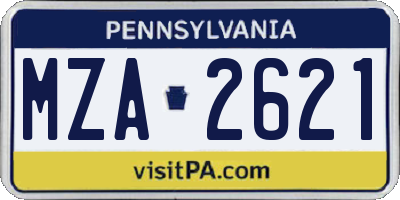 PA license plate MZA2621