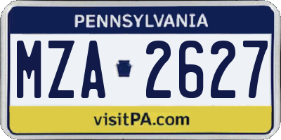 PA license plate MZA2627