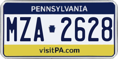 PA license plate MZA2628