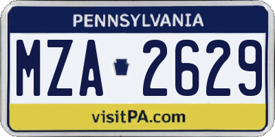 PA license plate MZA2629