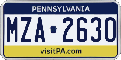 PA license plate MZA2630