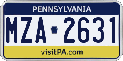 PA license plate MZA2631