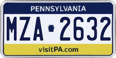 PA license plate MZA2632