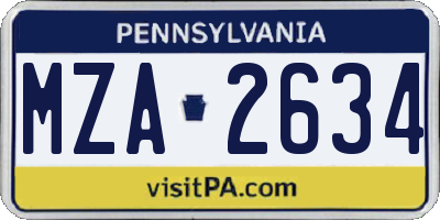 PA license plate MZA2634