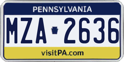 PA license plate MZA2636