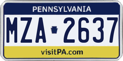 PA license plate MZA2637