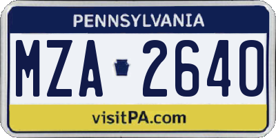 PA license plate MZA2640