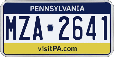 PA license plate MZA2641