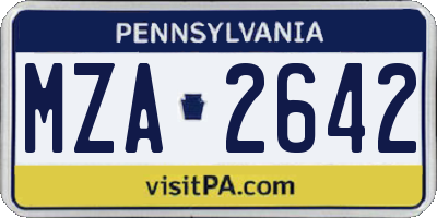 PA license plate MZA2642