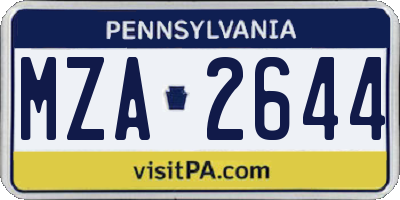 PA license plate MZA2644