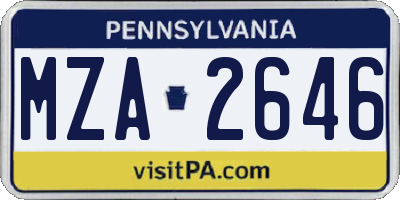 PA license plate MZA2646