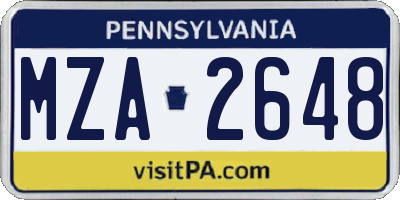 PA license plate MZA2648