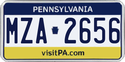PA license plate MZA2656