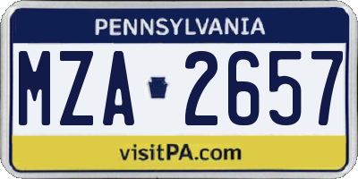 PA license plate MZA2657
