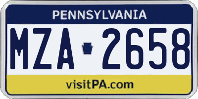 PA license plate MZA2658