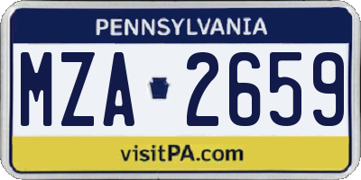 PA license plate MZA2659