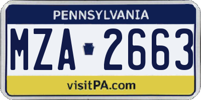 PA license plate MZA2663