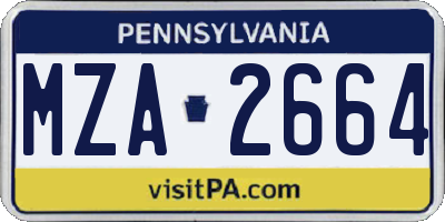 PA license plate MZA2664
