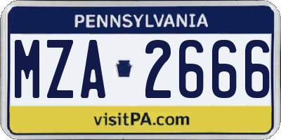 PA license plate MZA2666