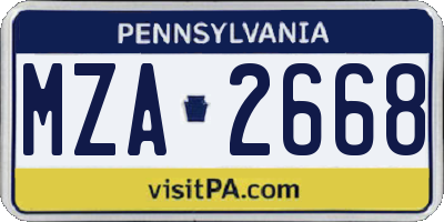 PA license plate MZA2668