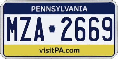 PA license plate MZA2669