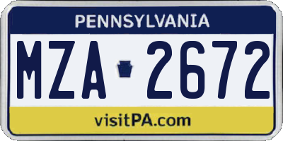 PA license plate MZA2672