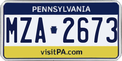 PA license plate MZA2673