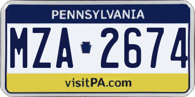 PA license plate MZA2674