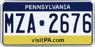 PA license plate MZA2676