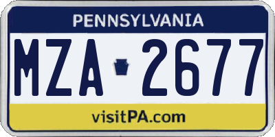 PA license plate MZA2677