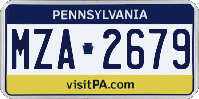 PA license plate MZA2679