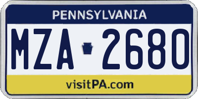 PA license plate MZA2680