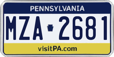PA license plate MZA2681