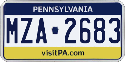 PA license plate MZA2683